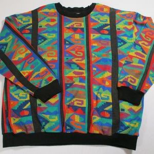 Top Notch Womens Sz L/XL Vintage 80s Rainbow Geo